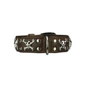 Collier Cuir chien bijoux tête de mort Big Skull M 33-41 cm/35 mm, marron