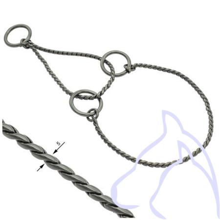 Collier Semi-étrangleur Acier rond Peau de Serpent Taille 60 x 0,5 cm Anthracite