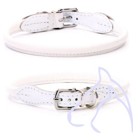 Collier Cuir Nappa Rond chien 38-43 x 0,8 cm, blanc