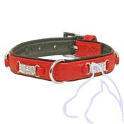 Collier Simili cuir avec Strass chien L53 C41/47 cm, rouge