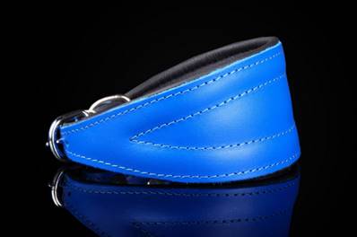 Collier en Cuir pour Lévrier Taille 28-33 x 5 cm, bleu/noir