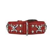 Collier Cuir chien bijoux tête de mort Big Skull M 33-41 cm/35 mm, rouge