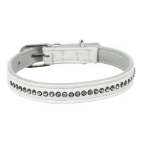 Collier Cuir & Strass Active Comfort 20–24 x 1.2 cm, blanc