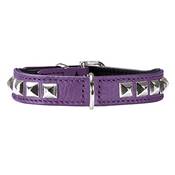 Collier Cuir chien bijoux 1 rangée Rocky XS 23-27 cm/16 mm, violet