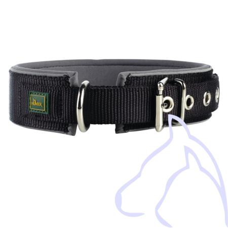 Collier Nylon chien doublé néoprène réfléchissant Néoreflect C 64-71cm, noir