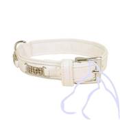 Collier Simili cuir avec Strass chien L53 C41/47 cm, blanc