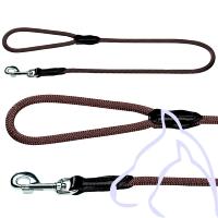 Laisse chiens Nylon & Cuir ronde Freestyle 110 x 1.0 cm, marron