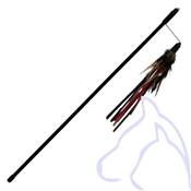 Canne à pêche avec plumes et bandes de cuir 50 cm