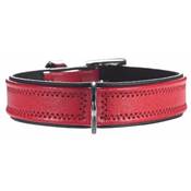 Collier Cuir Linum 46-52 x 3.6 cm, rouge/noir