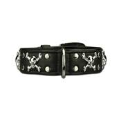 Collier Cuir chien bijoux tête de mort Big Skull M 33-41 cm/35 mm, noir