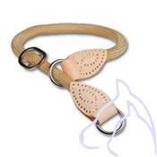 Collier Étrangleur Nylon rond + anneau, 60 x 1.4 cm, beige