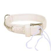 Collier Simili cuir avec Strass chien L43 C31/37 cm, Blanc