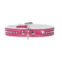 Collier Simili Cuir chien strass 1 rangée Fashion XS-S 24-28.5 cm/14 mm, rose