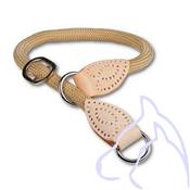 Collier Étrangleur Nylon rond + anneau, 40 x 1 cm, beige