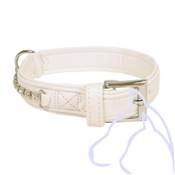 Collier Simili cuir avec Strass chien L38 C26/32 cm, Blanc