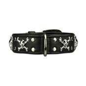 Collier Cuir chien bijoux tête de mort Big Skull M-L 35-45 cm/40 mm, noir