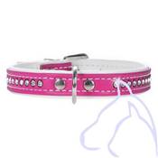 Collier Simili Cuir chien strass 1 rangée Fashion S 28-33.5 cm/16 mm, rose