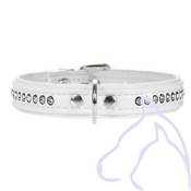 Collier Simili Cuir chien strass 1 rangée Fashion XS-S 24-28.5 cm/14 mm, blanc