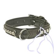 Collier Simili cuir avec Strass chien L43 C31/37 cm, Noir