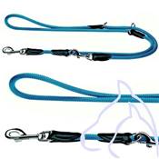 Laisse 3 positions chiens Nylon ronde Freestyle 200 x 0.8 cm, bleu pétrole